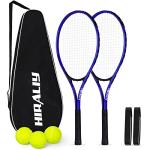 HIRALIY 27" Tennis Rackets Set for Adults, 2 Player Pre-Strung Tennis Racquets, 2 Overgrip Tapes,3 Balls, and 3 Carrying Bag, Outdoor Recreational Sport for Beginner (Blue)