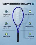 HIRALIY 27" Tennis Rackets Set for Adults, 2 Player Pre-Strung Tennis Racquets, 2 Overgrip Tapes,3 Balls, and 3 Carrying Bag, Outdoor Recreational Sport for Beginner (Blue)