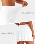 Stelle Tennis Skirts for Women Athletic Skirt with Shorts Golf Skort Pocket High Waisted Skorts Workout Pickleball(White,S)