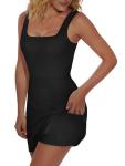 OFEEFAN Womens Athletic Dress Tennis Golf Bodycon Workout Active Skort Casual Graduation Concert Date Outfits Black L