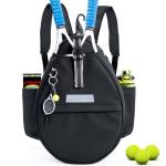 SPORJET Tennis Backpack with 2 Rackets Holder, Water-Resistant PU Leather Tennis Racket Bag for Women & Men, Sling Crossbody Sports Backpack for Tennis, Pickleball & Badminton, Tennis Gifts