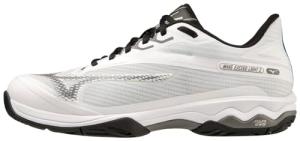 Mizuno Men's Wave Exceed Light 2 AC Tennis Shoe, White-Metallic Grey, 8.5