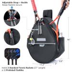 SPORJET Tennis Backpack with 2 Rackets Holder, Water-Resistant PU Leather Tennis Racket Bag for Women & Men, Sling Crossbody Sports Backpack for Tennis, Pickleball & Badminton, Tennis Gifts