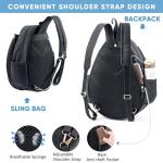 SPORJET Tennis Backpack with 2 Rackets Holder, Water-Resistant PU Leather Tennis Racket Bag for Women & Men, Sling Crossbody Sports Backpack for Tennis, Pickleball & Badminton, Tennis Gifts