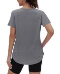 Short Sleeve Shirts for Women Workout Pilates Outfits Tennis Summer Tops 2025 Beach Vacation Clothes Grey M