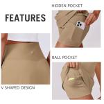 PINSPARK Tennis Skirts for Women V Waisted Golf Skorts Lightweight Athletic Skirt Stretchy Workout Skort with Pockets, Khaki Medium