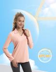 FKEEP Women's Tennis Golf Shirt Long Sleeved Top Sport Activewear V-Neck Workout Athletic (Pink, S)