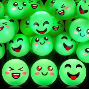 ShinyRelief 24 Pcs Glow in The Dark Table Tennis Balls Halloween Luminous Emotion Bouncy Balls Glowing Halloween Party Favors Goodie Bag Fillers Cat's Fun Playmate for Holidays Outdoor Indoor Games