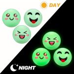 ShinyRelief 24 Pcs Glow in The Dark Table Tennis Balls Halloween Luminous Emotion Bouncy Balls Glowing Halloween Party Favors Goodie Bag Fillers Cat's Fun Playmate for Holidays Outdoor Indoor Games