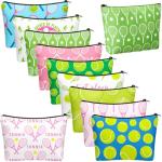 Bulyoou 10 Pcs Tennis Gifts for Women Funny Cosmetic Bag Inspirational Makeup Bag Tennis Accessories for Women Sports Lovers Players Coach Christmas Team Gifts