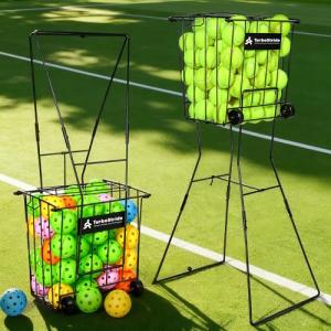 TurboStride Ball Hopper Basket – Tennis & Pickleball Picker for Easy Collection with Wheels