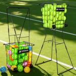 TurboStride Ball Hopper Basket – Tennis & Pickleball Picker for Easy Collection with Wheels