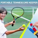 JolliLudo 4 Pack Portable Tennis Score Keeper with Storage Box, Tennis Score Keeper for Racket, Lightweight Mini Scorekeeper for Recording Points, Games, and Sets, Mark and See The Point Easily