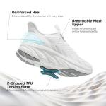 ALLSWIFIT Women's Slip On Walking Shoes Running Comfortable Tennis Breathable Non Slip Athletic Gym Workout Cross Training Fashion Sneakers,Size 8,White,SARR034W