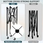 Ladkou Extra Large Tennis Ball Hopper, Holds 200 Balls, Foldable Tennis Ball Basket with Wheels & Removable Bag, Lightweight Pickleball Caddy Cart for Baseball/Softball, for Training/Teaching, Black