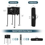 Ladkou Extra Large Tennis Ball Hopper, Holds 200 Balls, Foldable Tennis Ball Basket with Wheels & Removable Bag, Lightweight Pickleball Caddy Cart for Baseball/Softball, for Training/Teaching, Black