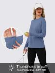 WIHOLL Womens Sun Shirts UPF 50+ Long Sleeve Workout Hiking Tops Lightweight Quick Dry UV Protection Outdoor Active Safari Clothes Blue M