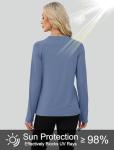 WIHOLL Womens Sun Shirts UPF 50+ Long Sleeve Workout Hiking Tops Lightweight Quick Dry UV Protection Outdoor Active Safari Clothes Blue M