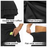 Tennis Skirted Leggings with Pockets for Women Golf Skapri Leggings with Skirt (L, 2-Layer Black)