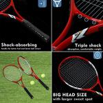 Tennis Rackets 2 Players Recreational for Beginners,Pre-Strung 27 Inch Light Adult Racquet Set for Women Men with Tennis Balls,Overgrips and Carry Bag (Red-T216)