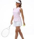 JINSHI Pink Golf Shirts for Women with Collarless Pickleball Shirts Golf Clothes Breathable Bowling Pink Medium