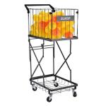 ELKCIP Multi Functional Pickleball & Tennis Ball Hopper with Wheels, 2-Tier Foldable Sports Balls Cart, Lightweight Softball Caddy, Large Capacity Baseball Basket Carrier for Training Teaching