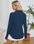 LOMON Women UPF 50+ Sun Protection Breathable Stretch Hiking Sweatshirt for Women Running Outdoor Workout Shirts（Navy Blue,L）