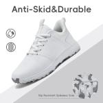ULTIANT Golf Shoes Women Waterproof Spikeless Ladies Sport Sneakers Walking Shoes Size5-9.5(White,40)