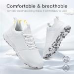 ULTIANT Golf Shoes Women Waterproof Spikeless Ladies Sport Sneakers Walking Shoes Size5-9.5(White,40)