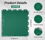 jxgzyy 24 PCS Basketball Court Tiles, 5/8 Inch Thick Modular Interlocking Outdoor Floor Tiles Over Grass, Non Slip PP Drainage Mat for Tennis Court Drain Deck Pool Patio Shower Garage Balcony