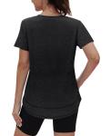 Short Sleeve Shirts for Women Workout Pilates Outfits Tennis Summer Tops 2025 Beach Vacation Clothes Black M