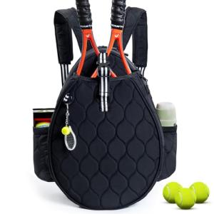 VIGEGARI Quilted Tennis Bag for Women – Tennis Backpack & Crossbody Sling | Holds 2 Rackets or 3 Pickleball Paddles | Lightweight Badminton Racket Bag, Tennis Tote & Sports Backpack