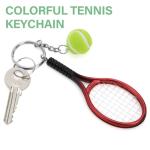 WRINGKIT 18 Pack Tennis Keychain, Mini Tennis Ball Racket Key Chain with Alloy Split Ring, Cute Metal Keychains Ornament Sports Gift Backpack Accessories for Sport Lovers Team, 6 Colors