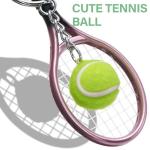 WRINGKIT 18 Pack Tennis Keychain, Mini Tennis Ball Racket Key Chain with Alloy Split Ring, Cute Metal Keychains Ornament Sports Gift Backpack Accessories for Sport Lovers Team, 6 Colors