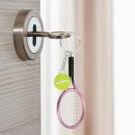 WRINGKIT 18 Pack Tennis Keychain, Mini Tennis Ball Racket Key Chain with Alloy Split Ring, Cute Metal Keychains Ornament Sports Gift Backpack Accessories for Sport Lovers Team, 6 Colors