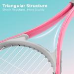 HIRALIY 27" Tennis Rackets Set for Adults, 2 Player Pre-Strung Tennis Racquets, 2 Overgrip Tapes,3 Balls, and 1 Carrying Bag, Outdoor Recreational Sport for Beginner (Pink/Green)