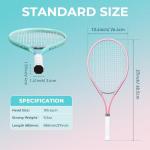 HIRALIY 27" Tennis Rackets Set for Adults, 2 Player Pre-Strung Tennis Racquets, 2 Overgrip Tapes,3 Balls, and 1 Carrying Bag, Outdoor Recreational Sport for Beginner (Pink/Green)