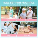 HIRALIY 27" Tennis Rackets Set for Adults, 2 Player Pre-Strung Tennis Racquets, 2 Overgrip Tapes,3 Balls, and 1 Carrying Bag, Outdoor Recreational Sport for Beginner (Pink/Green)