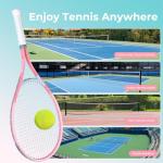 HIRALIY 27" Tennis Rackets Set for Adults, 2 Player Pre-Strung Tennis Racquets, 2 Overgrip Tapes,3 Balls, and 1 Carrying Bag, Outdoor Recreational Sport for Beginner (Pink/Green)