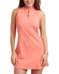 Spyder Womens Athletic Dress - Sleeveless Tennis Dress with Pockets, Quick-Dry Quarter Zip Golf Dresses for Women (S-XL), Size Medium, Peach Bud