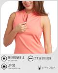 Spyder Womens Athletic Dress - Sleeveless Tennis Dress with Pockets, Quick-Dry Quarter Zip Golf Dresses for Women (S-XL), Size Medium, Peach Bud