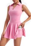 Flowy Athletic Dress for Women Workout Golf Tennis Active Wear Mini Sun Dresses with Shorts Pockets Teen Girls Cute Trendy Clothes Casual Summer Beach Going Out Outfits(Pink,S)