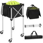 GYXZ Foldable Tennis Ball Cart Holds 180 Balls Wheeled Tennis Ball Hopper Sports Teaching Carts with Storage Bag, Light Auminum Alloy