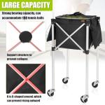 GYXZ Foldable Tennis Ball Cart Holds 180 Balls Wheeled Tennis Ball Hopper Sports Teaching Carts with Storage Bag, Light Auminum Alloy