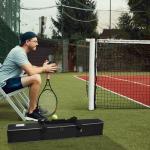 GYXZ Foldable Tennis Ball Cart Holds 180 Balls Wheeled Tennis Ball Hopper Sports Teaching Carts with Storage Bag, Light Auminum Alloy