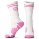 ChalkTalkSPORTS Tennis Performance Crew Socks - Crossed Racquets - Pink - Tennis Mid-Calf Socks - Adult