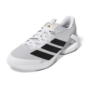 adidas Mens Adizero Ubersonic 5 Tennis, White/Black/Silver Metallic, 10.5
