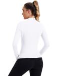 ZHENWEI Compression Shirts Woman Long Sleeve 1/4 Zip Workout Jacket Quick Dry Running Golf Polo Yoga Tops Athletic Fall Outfits 2025 (White,M)