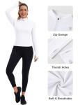 ZHENWEI Compression Shirts Woman Long Sleeve 1/4 Zip Workout Jacket Quick Dry Running Golf Polo Yoga Tops Athletic Fall Outfits 2025 (White,M)