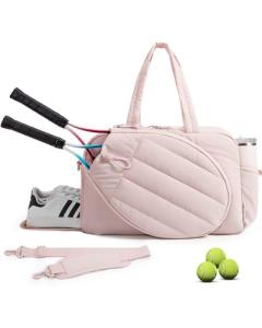 BAGSMART Gym Bag for Women, Tennis Bag Holds 2 Rackets with Shoe Compartment & Wet Pocket, Sports Duffle Bags fits up to 15.6" Laptop, Women Overnight Weekend Bag, Candy Pink